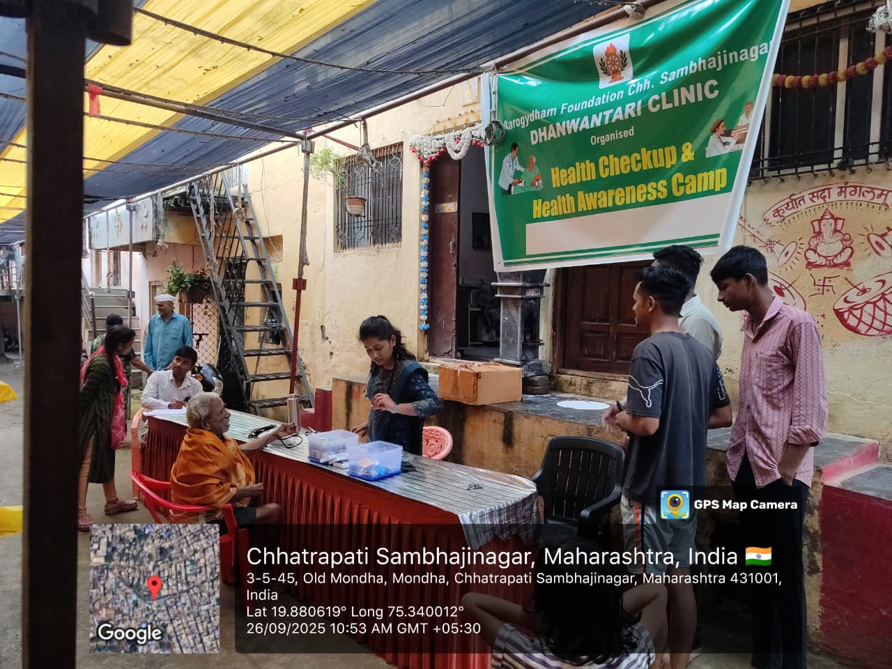 IN SLUM AREA ON  NAVRATRI FESTIWAL FREE HEALTH CHECK UP CAMP AND DISTRUBUTION OF MEDICINE(26/9/2025)